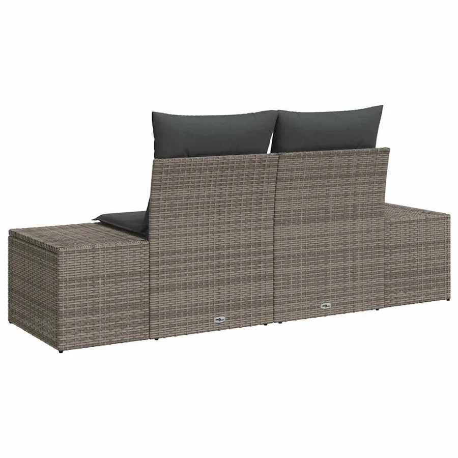 Canapé de jardin avec coussin Gris 184 x 62 x 69 cm polyrotin - 3