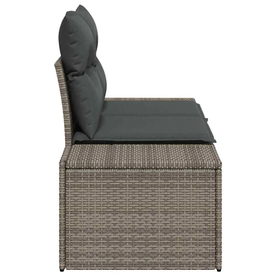 Canapé de jardin avec coussin Gris 184 x 62 x 69 cm polyrotin - 4