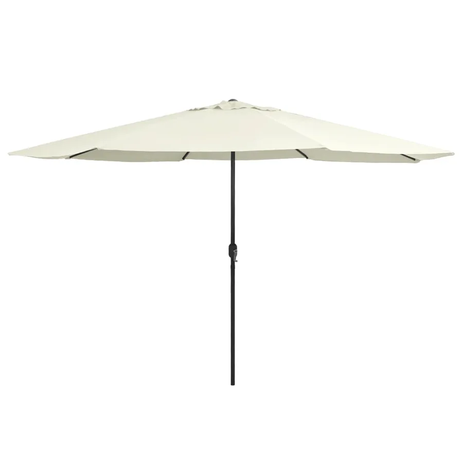 Parasol de jardin avec mât en métal 390 cm blanc sable