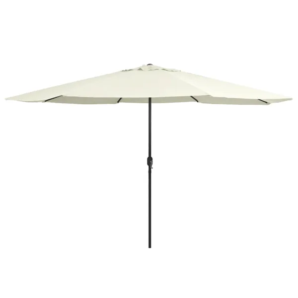 Parasol de jardin avec mât en métal 390 cm blanc sable