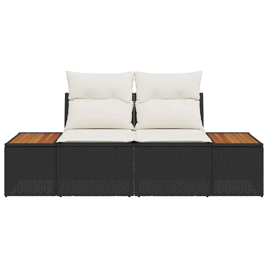 Canapé de jardin Noir 184 x 62 x 85cm polyrotin - 5