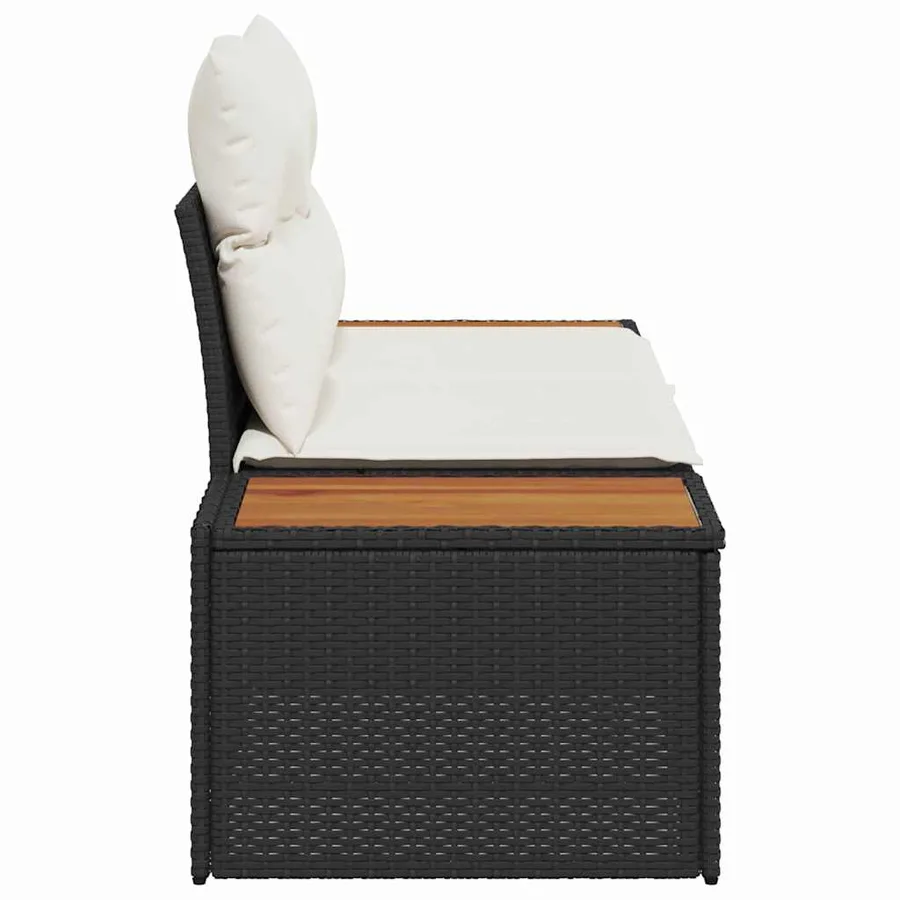 Canapé de jardin Noir 184 x 62 x 85cm polyrotin - 6