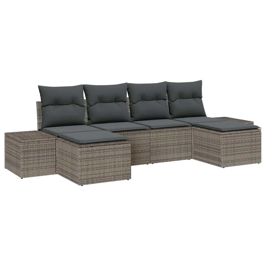 Ensemble de canapé de jardin avec coussin 4 pcs Gris polyrotin - 2