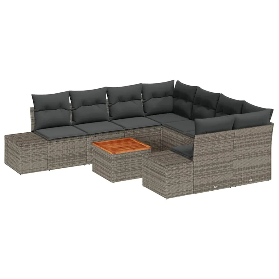 Ensemble de canapé de jardin avec stockage 9 pcs Gris polyrotin - 2