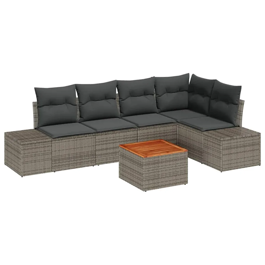 Ensemble de canapé de jardin avec stockage 6 pcs Gris polyrotin - 2