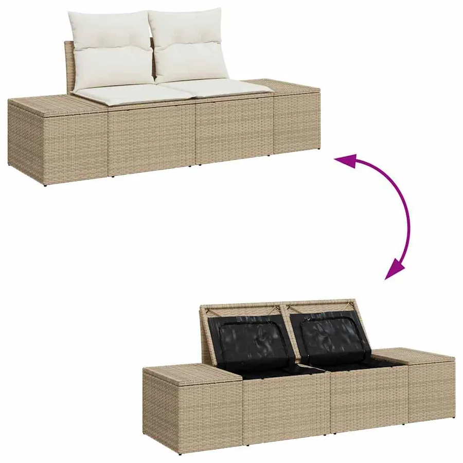 Ensemble de canapé de jardin avec coussin 6 pcs Beige et crème - 10