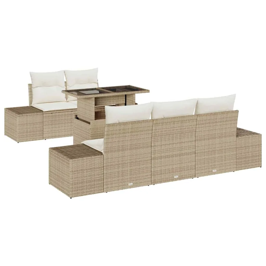Ensemble de canapé de jardin avec coussin 6 pcs Beige et crème - 2