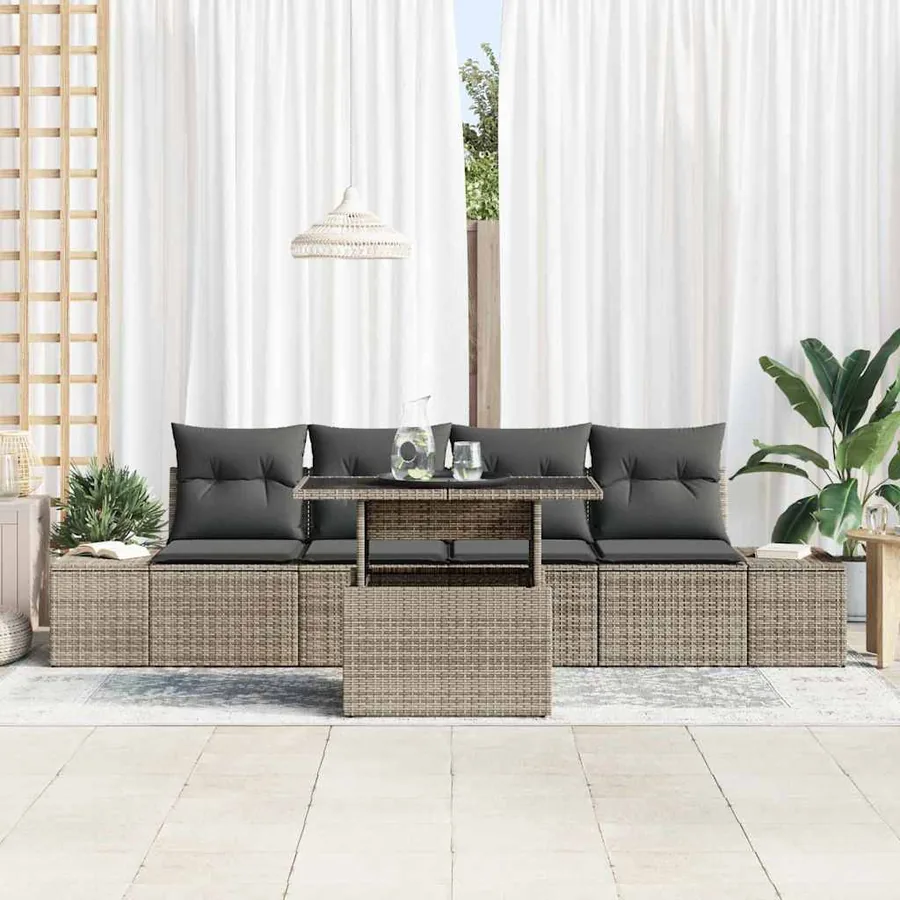 Ensemble de canapé de jardin avec coussin Réglable 5 pcs Gris - 3