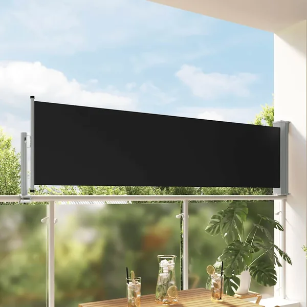 Auvent latéral rétractable de patio 80x300 cm Noir