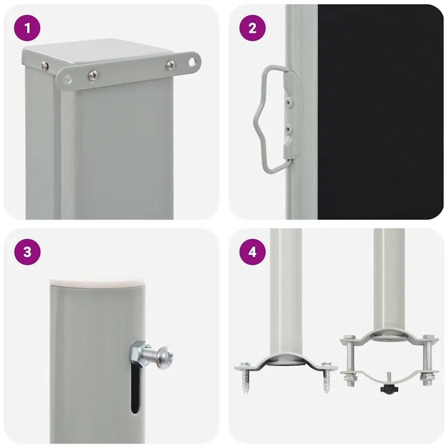 Auvent latéral rétractable de patio 80x300 cm Noir - 10