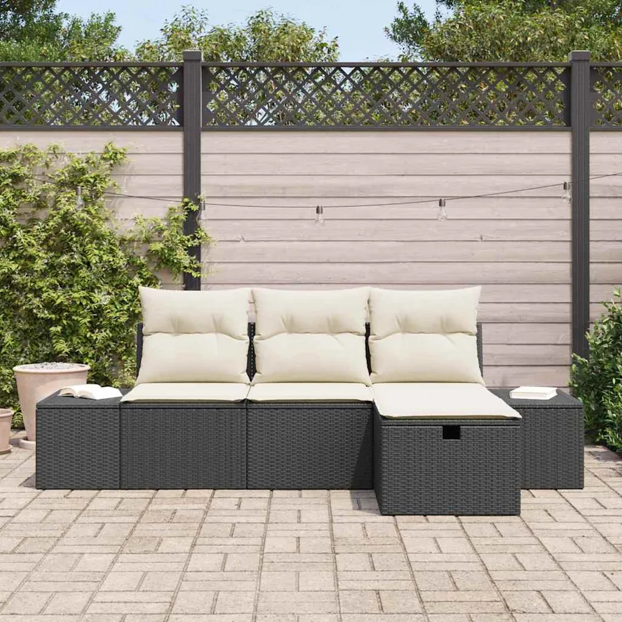 Ensemble de Canapés avec coussin 4 pcs polyrotin - 3