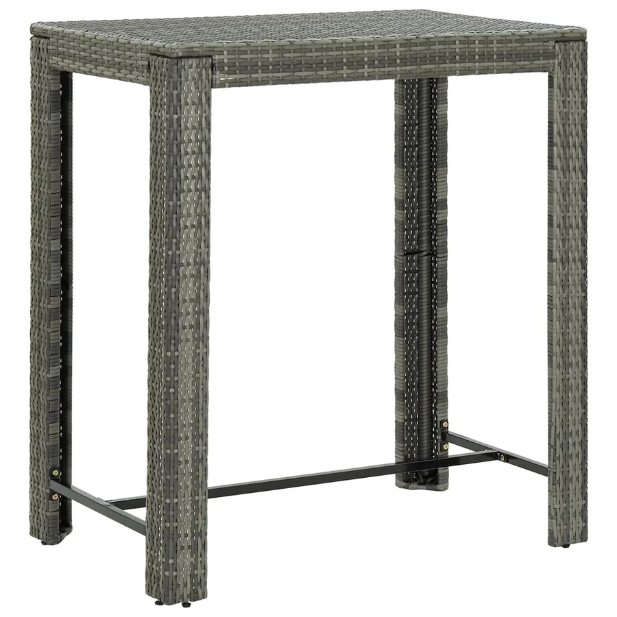 Ensemble de bar de jardin 5 pcs et coussins Résine tressée Gris - 6