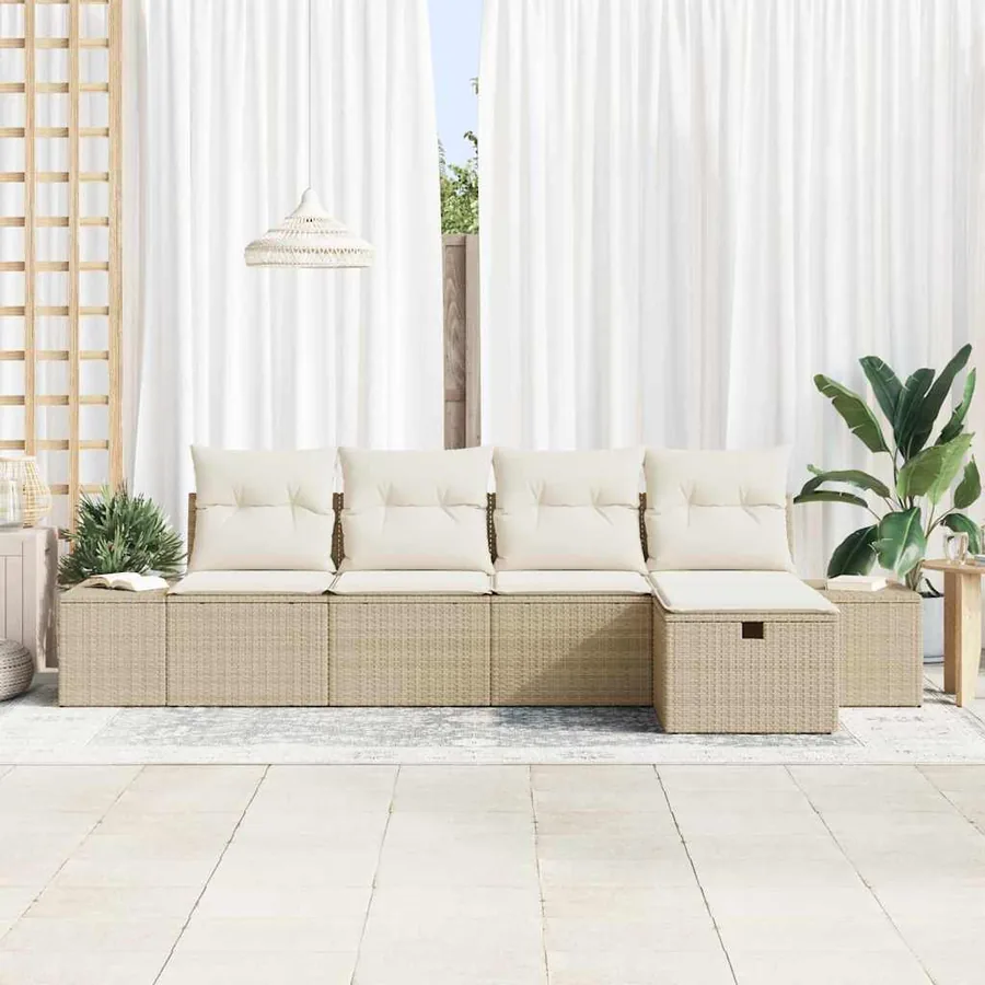 Ensemble de Canapés avec coussin 5 pcs polyrotin - 3