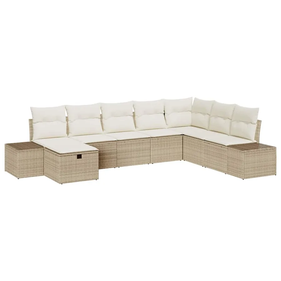 Ensemble de canapé de jardin 8 pcs Beige Poly rotin - 2