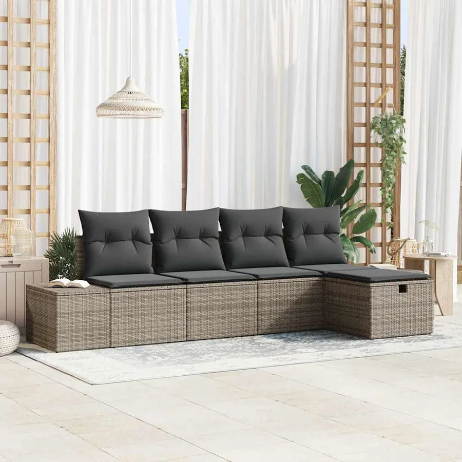 Ensemble de Canapés avec coussin 5 pcs polyrotin