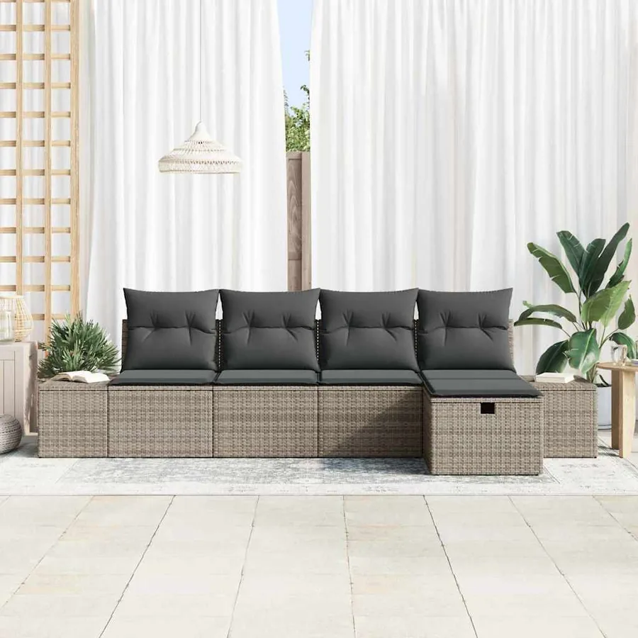 Ensemble de Canapés avec coussin 5 pcs polyrotin - 3