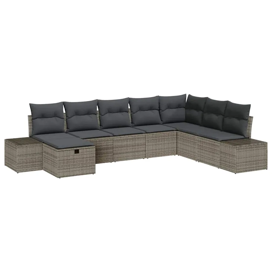 Ensemble de canapé de jardin 8 pcs Gris Poly rotin - 2