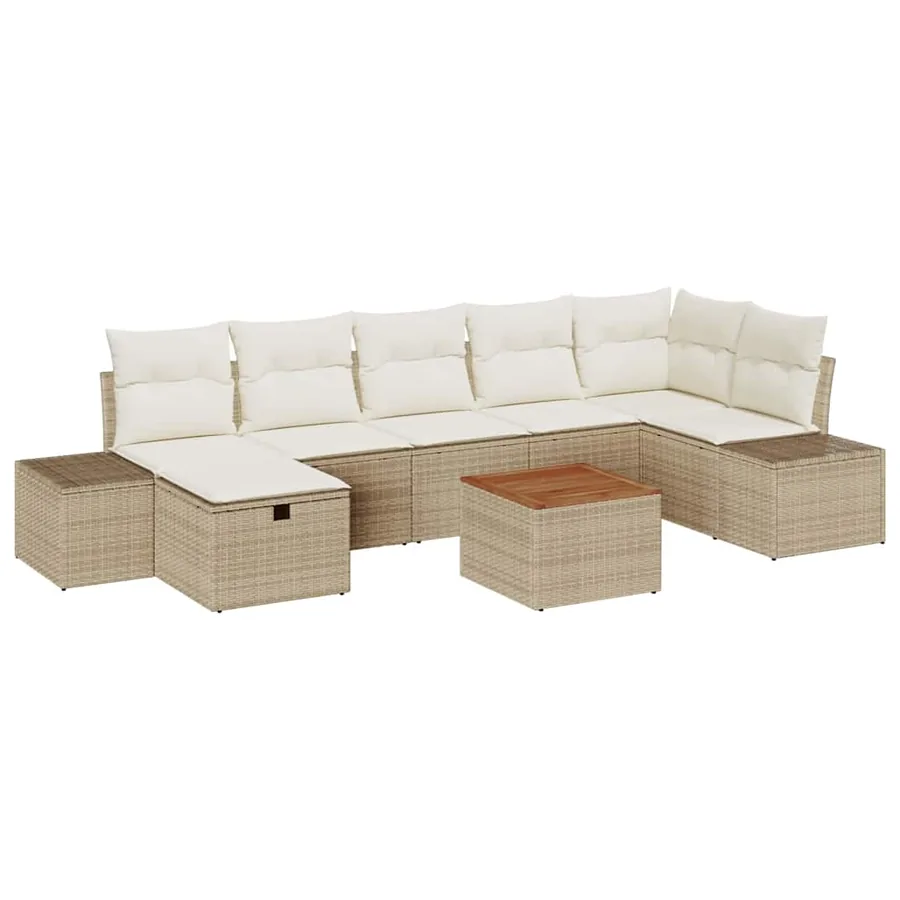 Ensemble de canapé de jardin 8 pcs Beige Poly rotin - 2