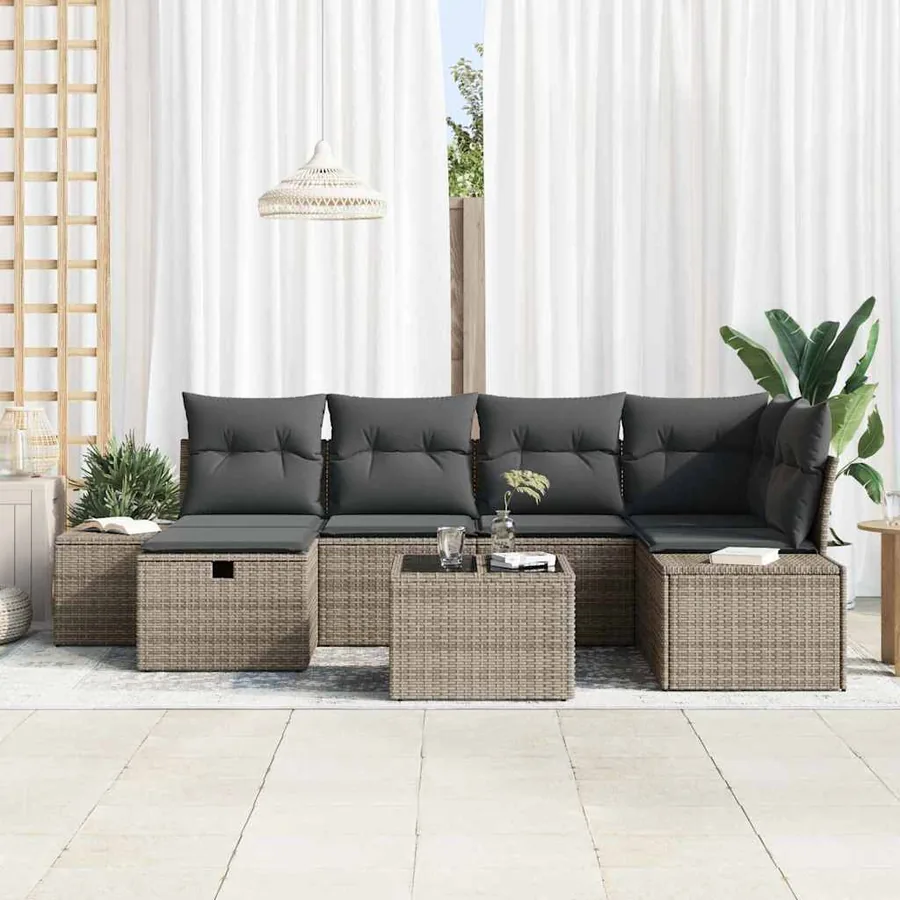 Ensemble de Canapés avec coussin 7 pcs polyrotin - 3