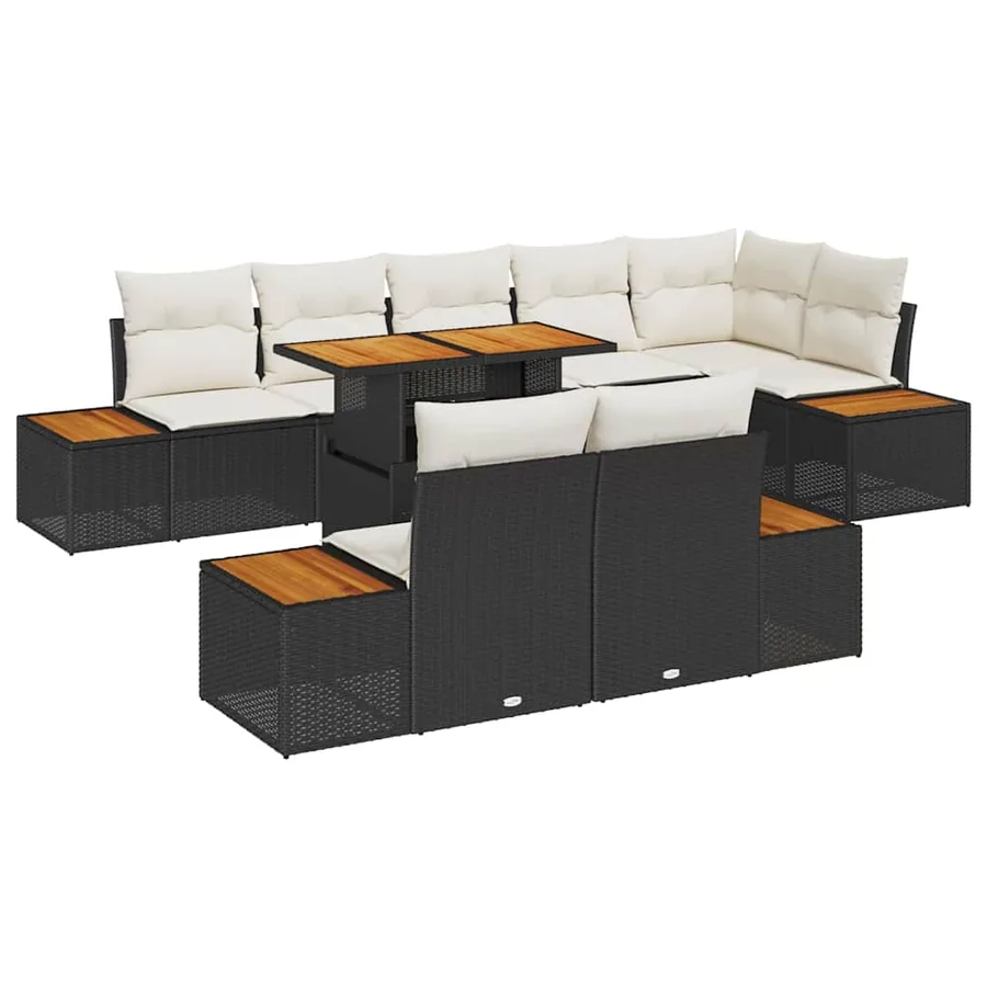 Ensemble de canapé de jardin 9 pc Noir et Beige - 2