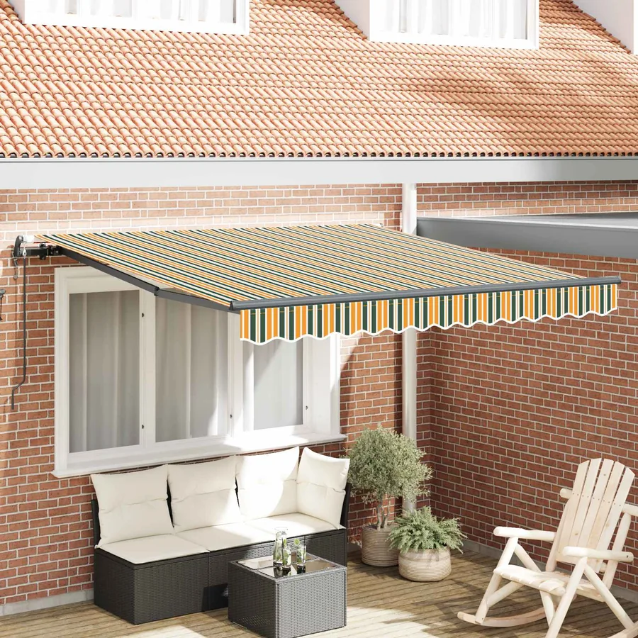 Auvent rétractable Vert et jaune 350 x 250 cm