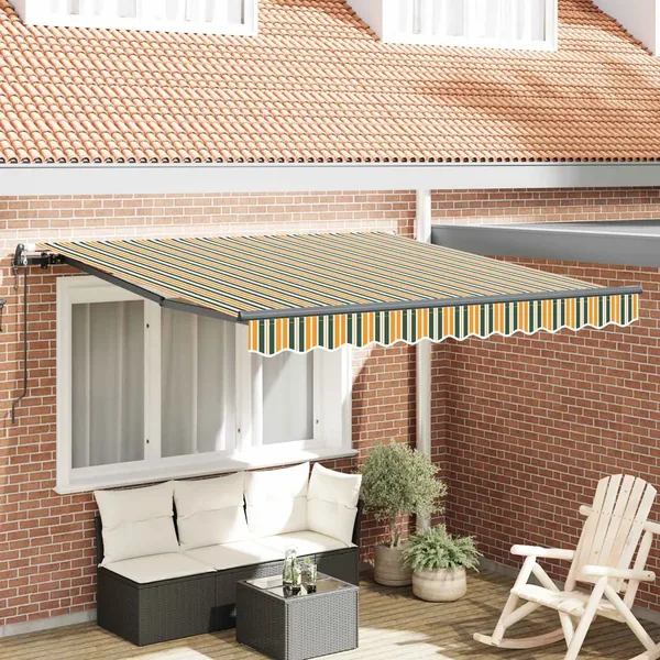 Auvent rétractable Vert et jaune 350 x 250 cm