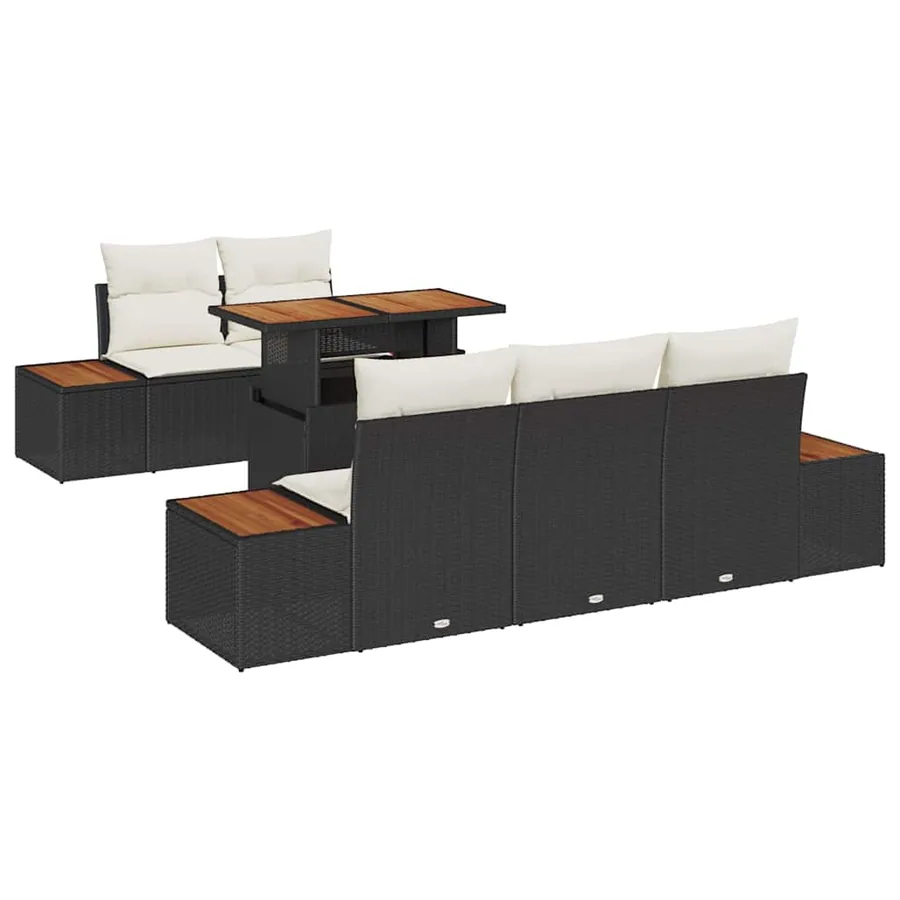 Ensemble de canapé de jardin 6 pc Noir et Beige - 2