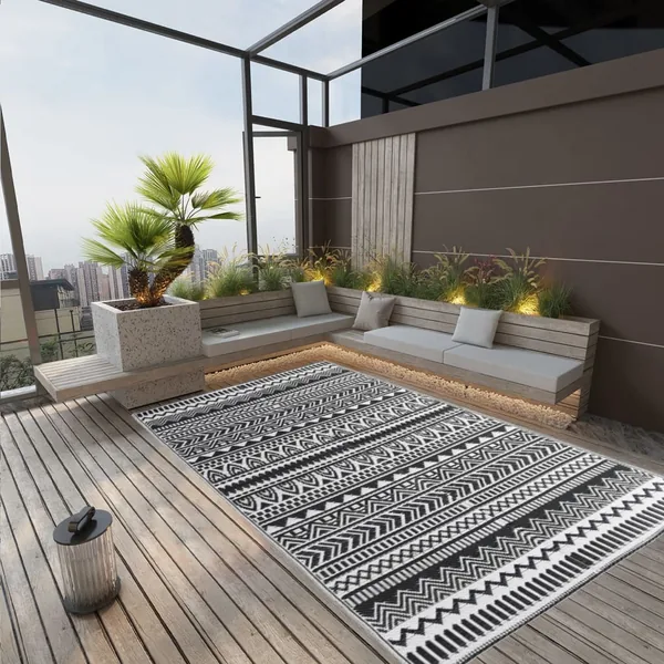 Outdoor rug ARAKIL Black 190x290 cm PP