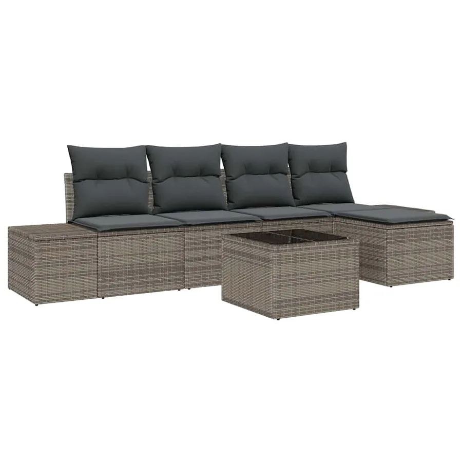 Ensemble de canapé de jardin 5 pcs Gris clair polyrotin - 2