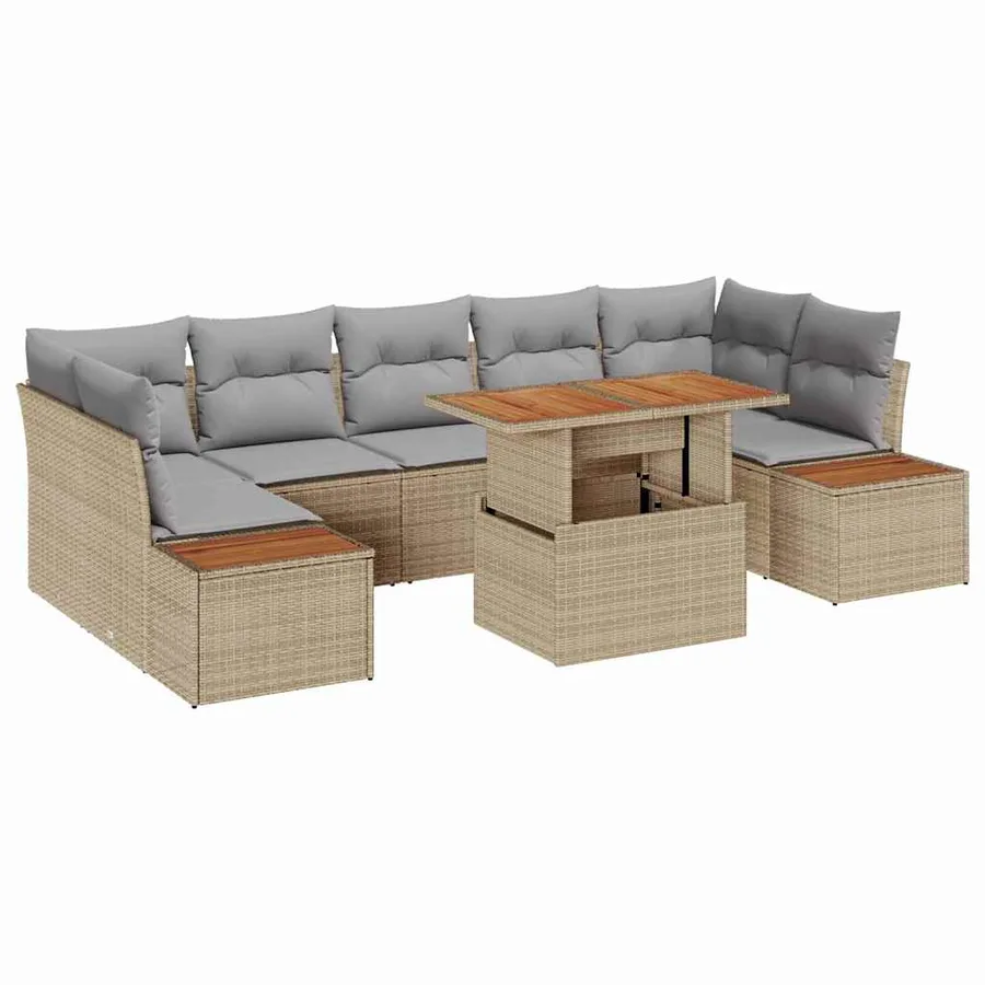 Ensemble de canapé de jardin 8 pc Beige et gris - 2