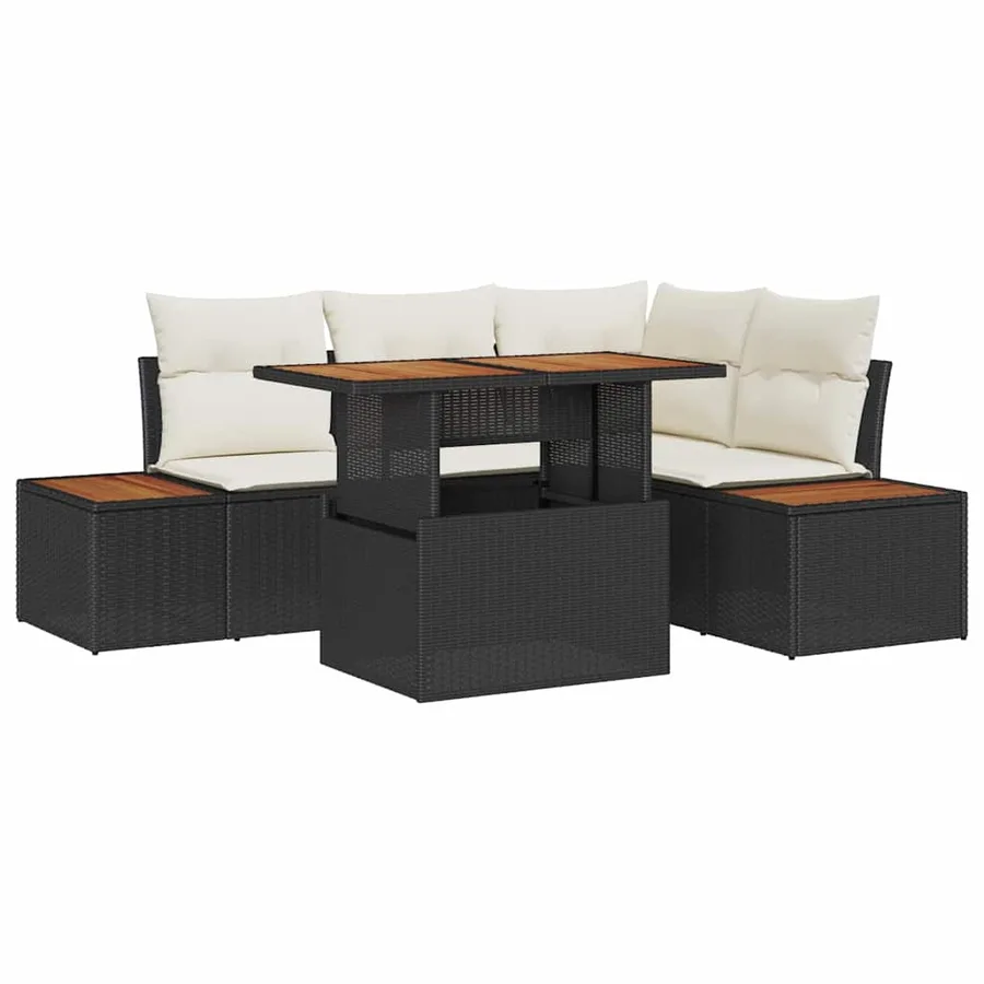 Ensemble de canapé de jardin 5 pc Noir et Beige - 2