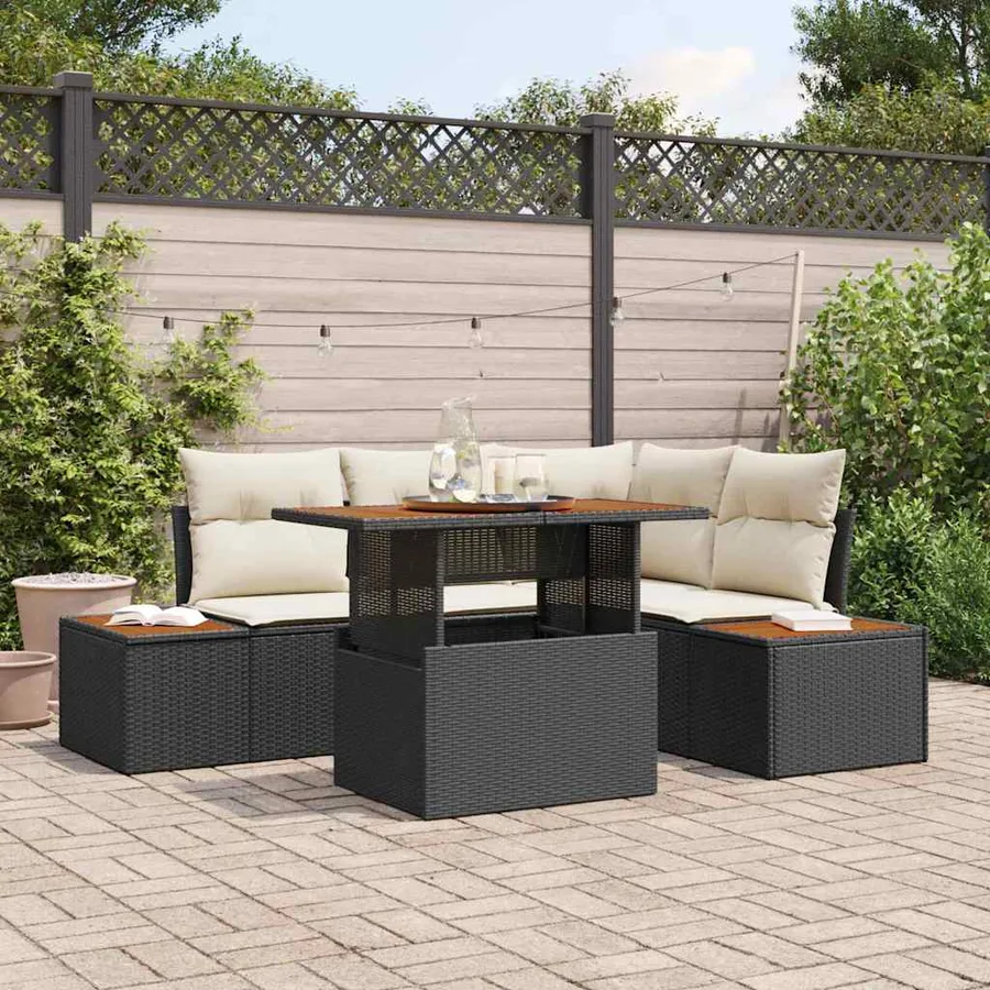 Ensemble de canapé de jardin 5 pc Noir et Beige - 3
