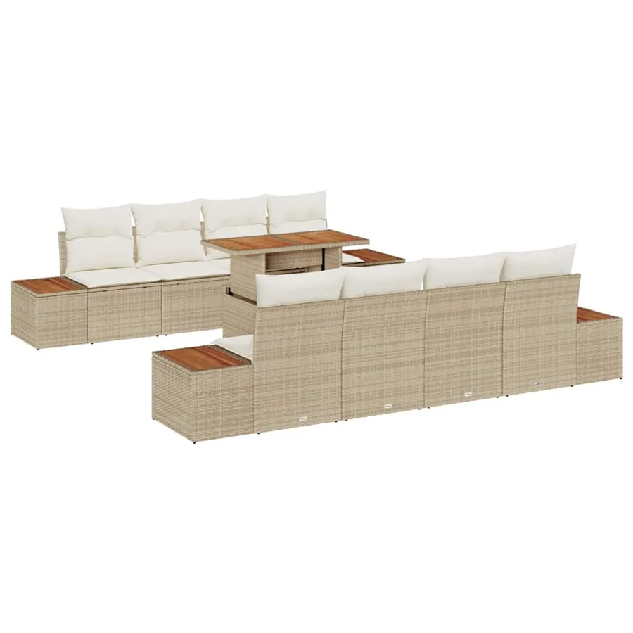 Ensemble de canapé de jardin 9 pc Beige et crème - 2