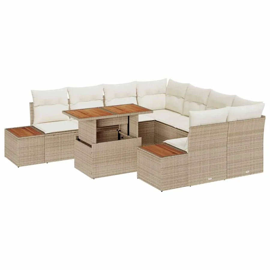 Ensemble de canapé de jardin 9 pc Beige et crème - 2