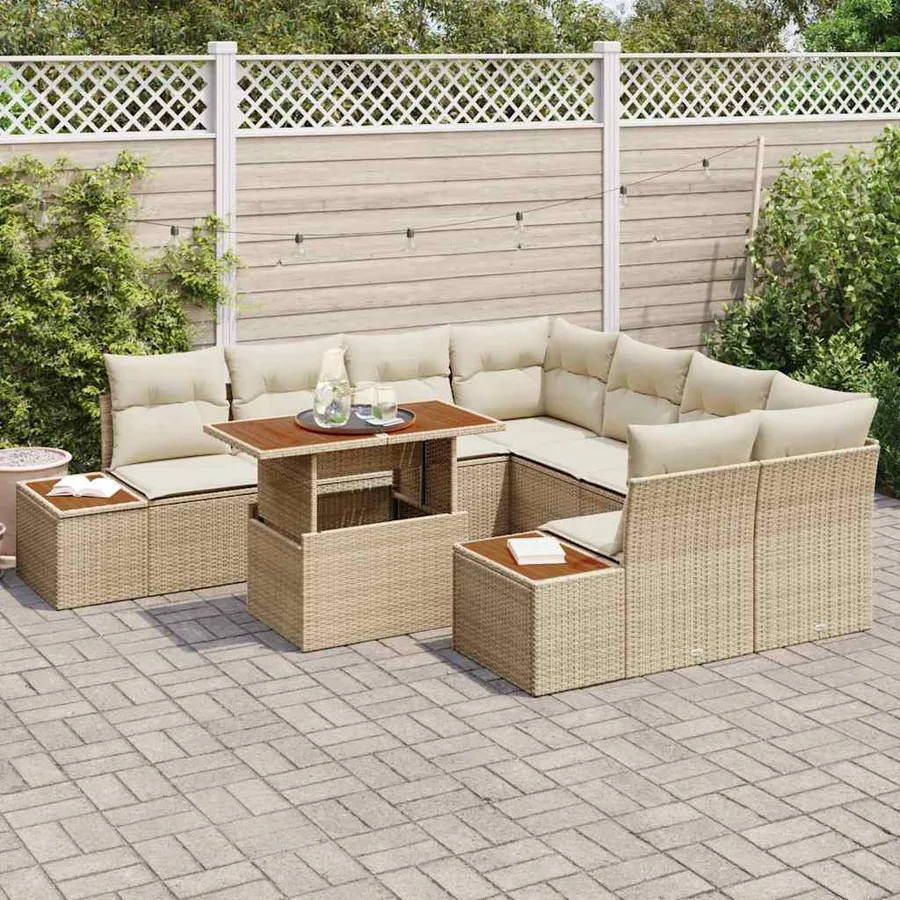 Ensemble de canapé de jardin 9 pc Beige et crème - 3