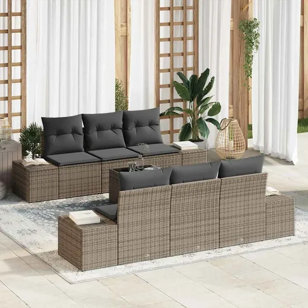 Ensemble de canapé de jardin avec coussin 8 pcs Gris polyrotin