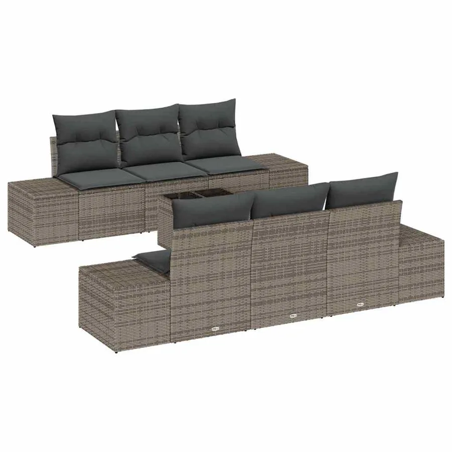 Ensemble de canapé de jardin avec coussin 8 pcs Gris polyrotin - 2