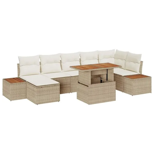 Ensemble de canapé de jardin 8 pcs Beige et crème