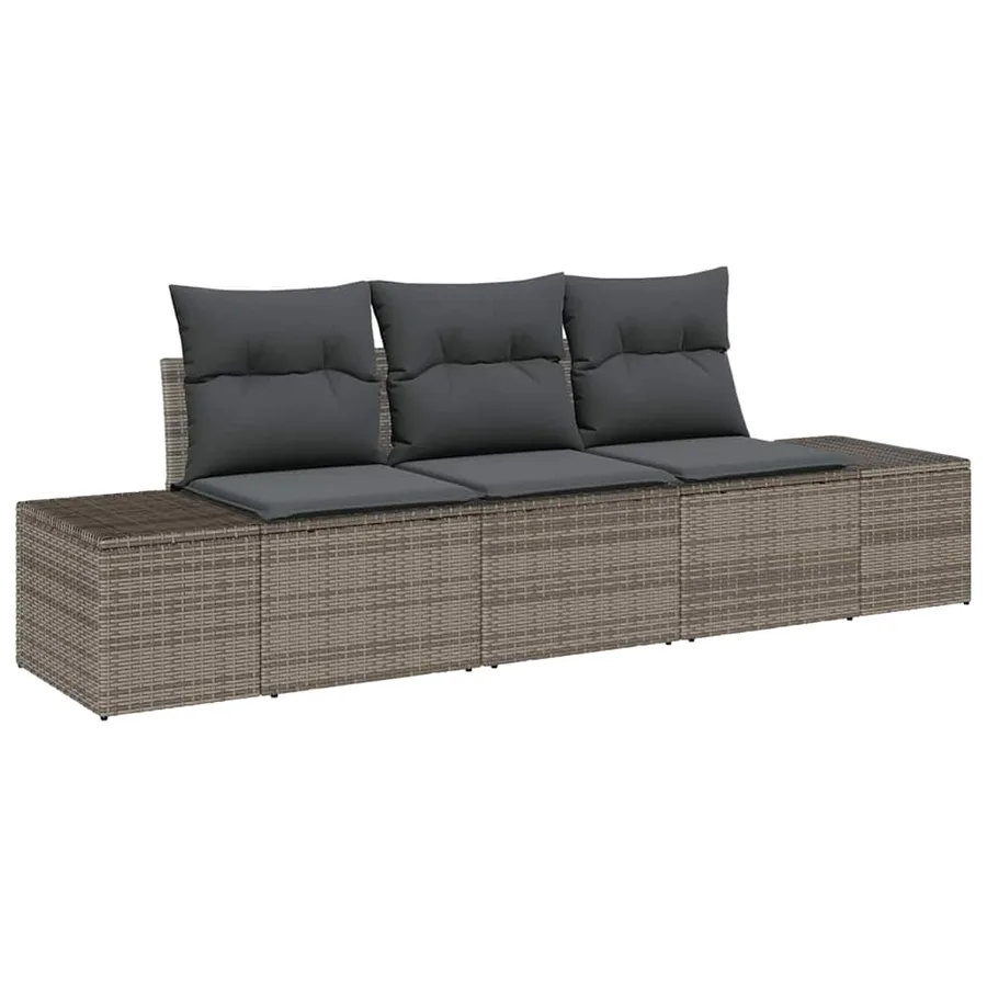 Ensemble de canapé de jardin avec stockage 3 pcs Gris polyrotin - 2