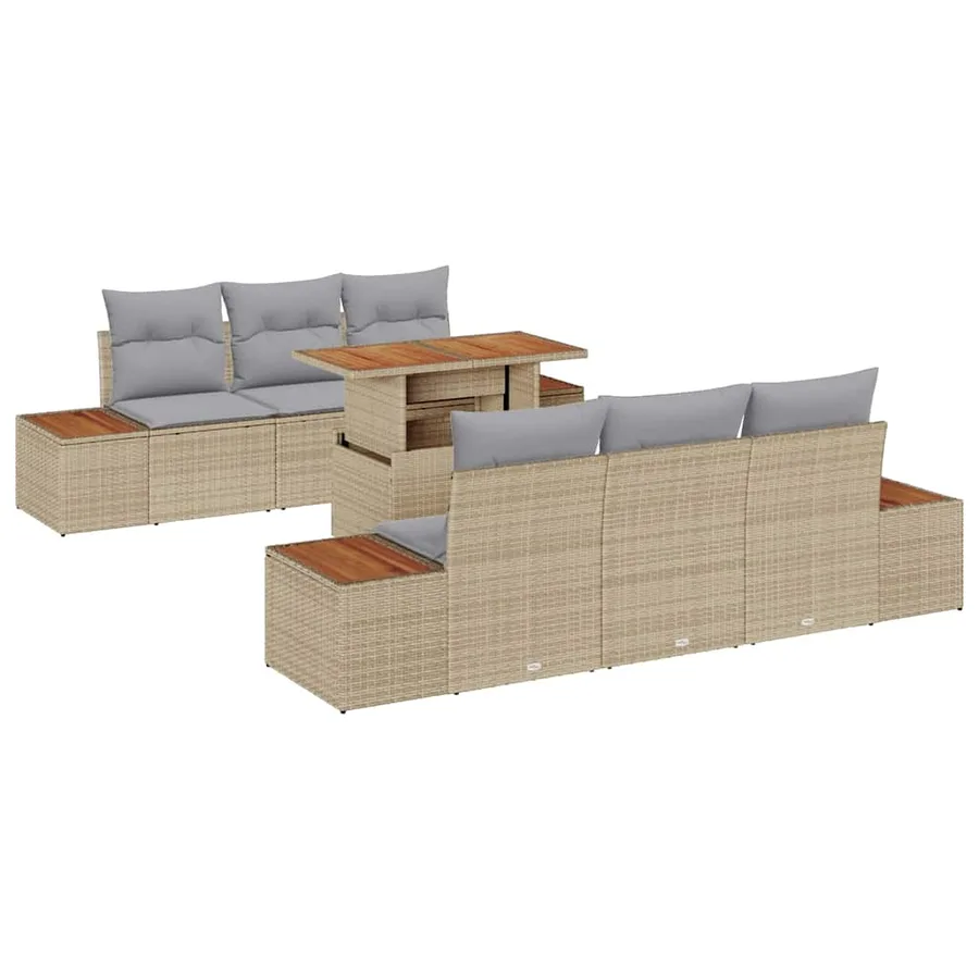 Ensemble de canapé de jardin 7 pc Beige et gris - 2