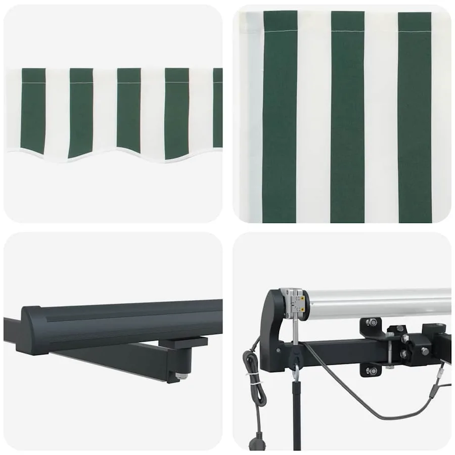 Auvent rétractable Vert et blanc 350 x 250 cm Polyester - 8