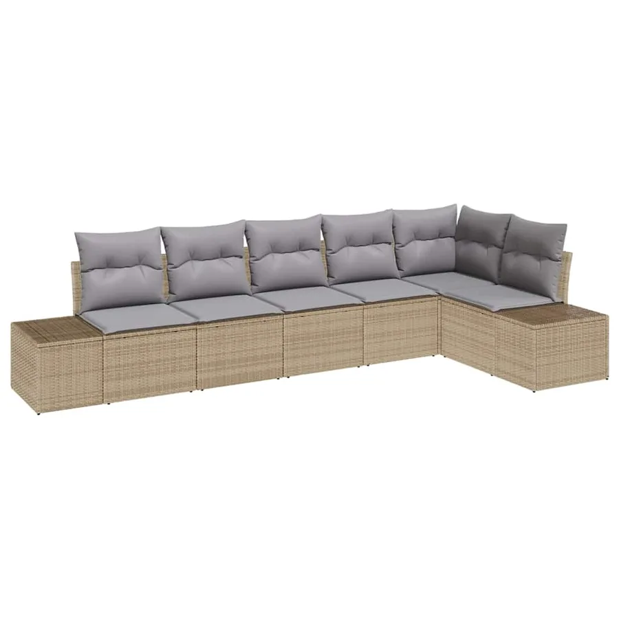 Ensemble de canapé de jardin 6 pcs Beige et Gris clair - 2