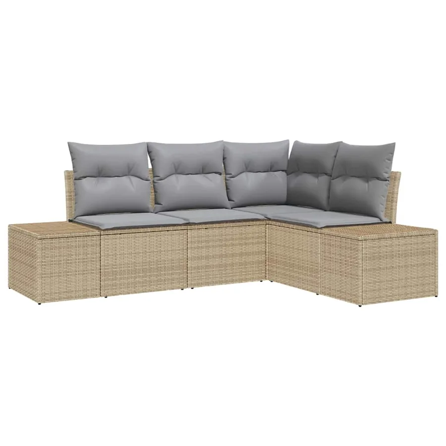 Ensemble de canapé de jardin 4 pcs Beige et Gris clair - 2