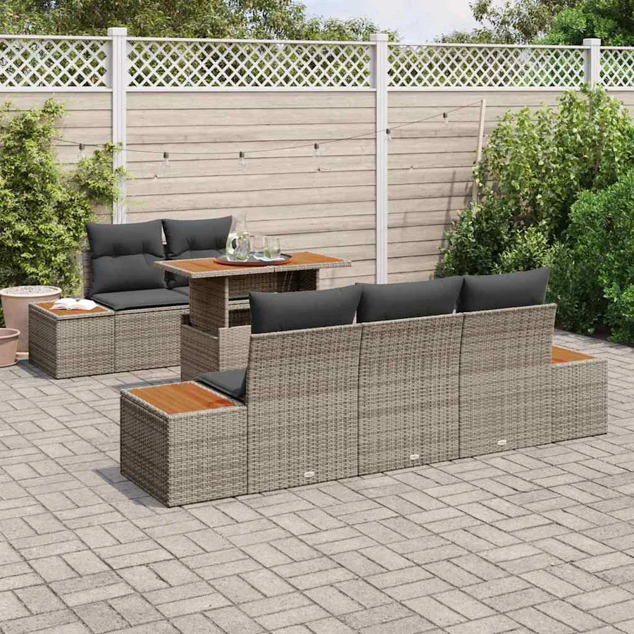 Ensemble de canapé de jardin 6 pc Gris et marron - 3