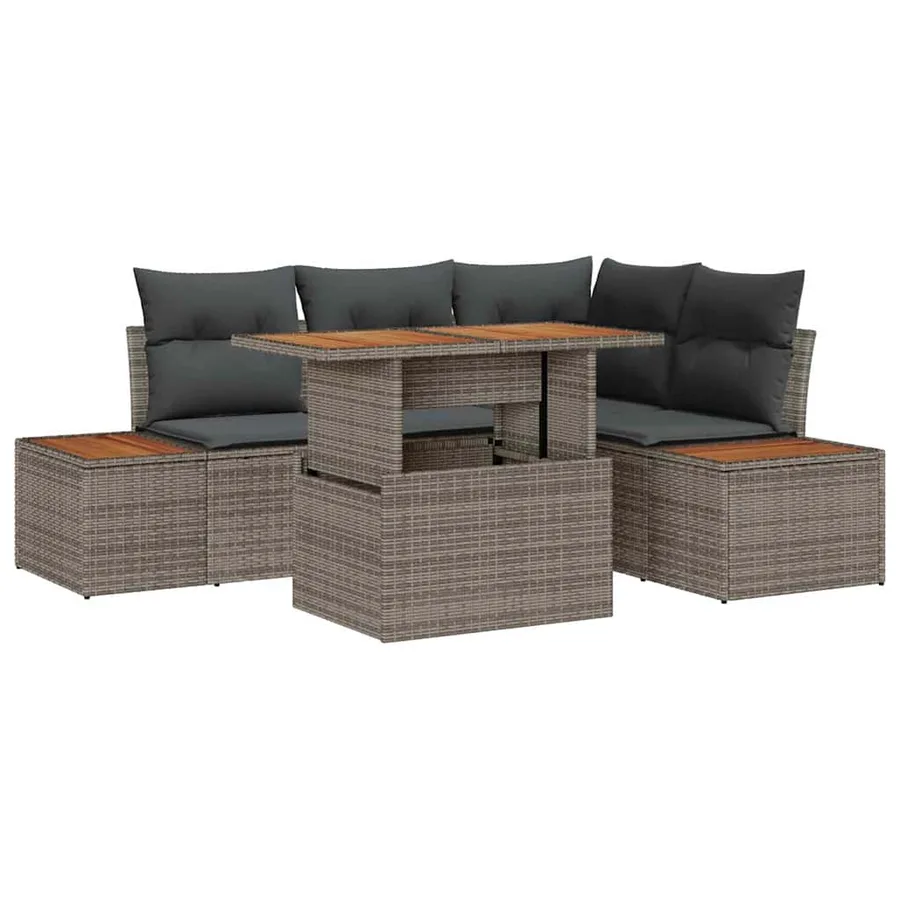 Ensemble de canapé de jardin 5 pc Gris et marron - 2