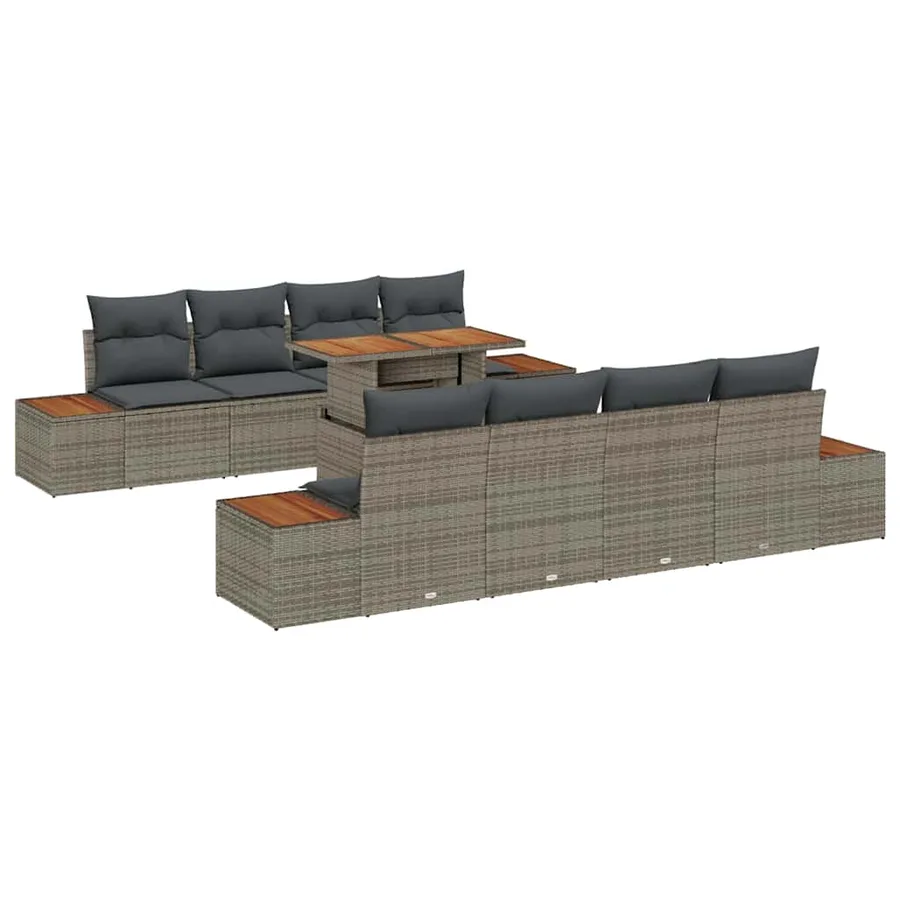 Ensemble de canapé de jardin 9 pc Gris et marron - 2