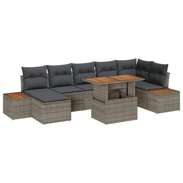 Ensemble de canapé de jardin 8 pcs Gris et marron