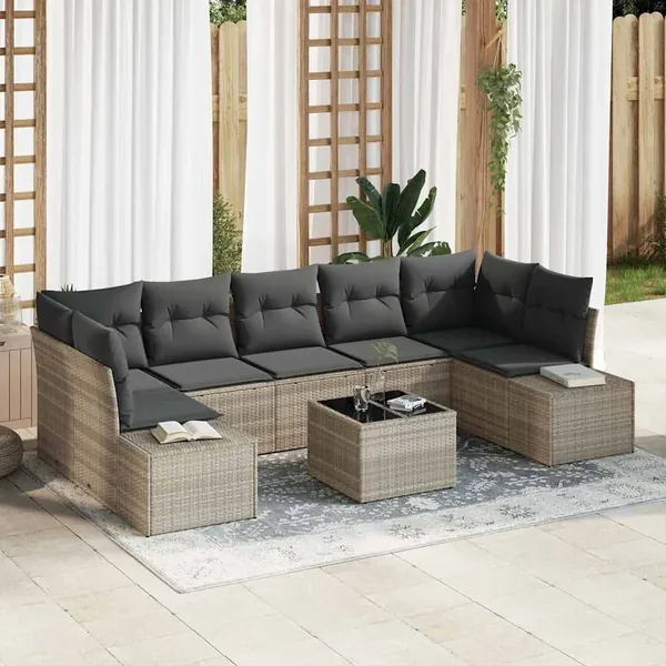 Ensemble de canapé de jardin 8 pcs Gris clair et gris foncé