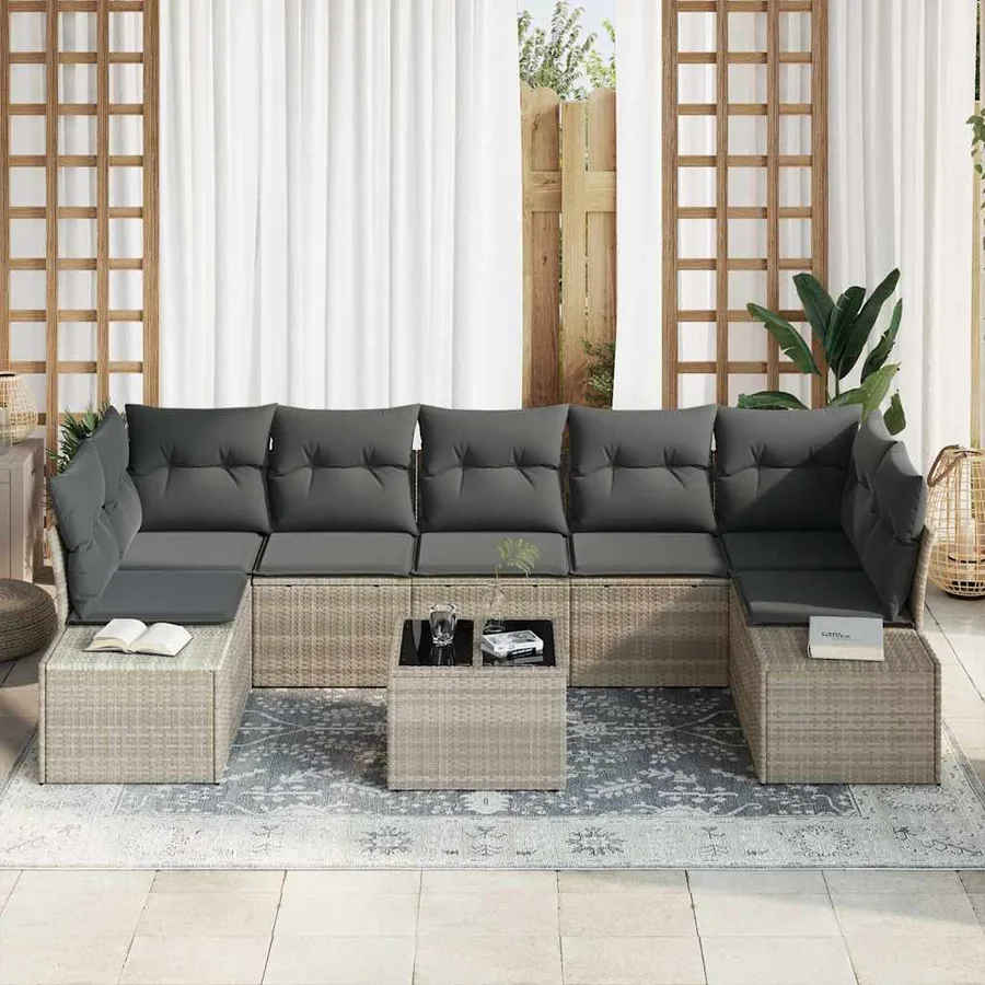 Ensemble de canapé de jardin 8 pcs Gris clair et gris foncé - 3