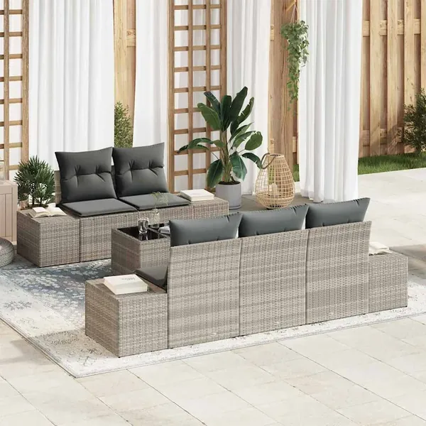 Ensemble de canapé de jardin 6 pcs Gris clair et gris foncé